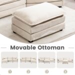 ROWHY Oversized Modular Sectional Sofa with Movable Ottoman, 112 Inch 4 Seat Modern Corduroy Sofa Set, Convertible L Shaped Couch for Living Room and Office, Beige - Image 8