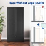 Metal Armoire Wardrobe Closet with 2 Doors 72'' Wardrobe Cabinet with Drawers and Hanging Rail Metal Closet with Adjustable Shelves for Bedroom. (Black, with 1drawer) - Image 8