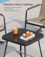 SONGMICS 3-Piece Patio Furniture Set, Garden Coversation Set, 2 Rocking Chairs, Table, Outdoor Lawn Backyard, Steel, with Armrests, Breathable Synthetic Fabric, Yellowish Brown UGGF0027K01 - Image 6