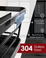 Stainless Steel Dish Drying Rack for Kitchen Counter, Sink Organization and Storage Essentials with Silverware & Utensil Holder, Home and Apartment Decor, 12''W x 15.6''L, Black - Image 7