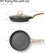 CAROTE Non Stick Frying Pan Skillet, Nonstick Granite Fry Pan with Glass Lid, Egg Pan Omelet Pans, Stone Cookware Chef's Pan, PFOA Free (Classic Granite, 10-Inch) - Image 3