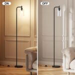 Industrial Floor Lamp with Glass Shade - Black, LED Bulbs, Foot Pedal Switch, Easy Assembly - Image 5