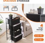 Sweetcrispy Nightstand Small Bedroom Dresser with 4 Fabric Drawers, Bed Side Furniture End Table, Wooden Top Cabinet Night Stand Dresser for Closet, Entryway, Dorm, Black - Image 5