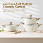 SENSARTE Ceramic Nonstick Stock Pot with Lid, 2.6/4.5/6.6 QT Soup Pot Casserole Pot, Non-toxic Healthy Pasta Pot, Large Cooking Pot Stew Pot, Induction Compatible, PFOA PFAS PTFE Free, White - Image 4