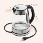 Speed-Boil Electric Kettle For Coffee & Tea - 1.7L Water Boiler 1500W, Borosilicate Glass, Easy Clean Wide Opening, Auto Shut-Off, Cool Touch Handle, LED Light. 360° Rotation, Boil Dry Protection - Image 10