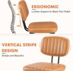 Sweetcrispy Dining Chairs Set of 4, Upholstered Mid Century Modern Kitchen Dining Room Accent Chairs with Faux Leather Cushion Seat & Metal Legs for Kitchen, Living Room - Brown - Image 6