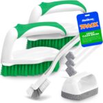 Holikme 7 Pack Deep Cleaning Brush Set, Scrub Pads with Scraper Tip for Pool Walls, Bathroom, Grout, Floor, Tub, Shower and Kitchen Surface (Green) - Image 2