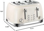 4 Slice Toaster Roter Mond Retro Stainless Steel with Bagel Defrost Cancel Function, 6 Browning Settings, Extre Wide Slot and Removable Crumb Tray, Cream, ST033 - Image 9