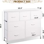 WLIVE 7 Drawer Dresser TV Stand, Dressers for Bedroom, Fabric Storage Tower, Hallway, Entryway, Closets, Sturdy Steel Frame, Wood Top, Easy Pull Handle, White - Image 4