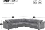 Merax 106" Corduroy Sectional Corner Sofa with Cup Holders & USB Charger, 5 Seat Convertible L Shaped Couch Set with Armrest Storage, Oversized Comfy Modular Sofabed for Living Room & Apartment, Gray - Image 3
