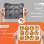 2Pack Silicone Muffin Pan for Baking with Metal Reinforced Frame, 12 Cup Regular Size Cupcake Pan, BPA Free Silicone Muffin Tray, Cupcake Baking Pan Molds for Oven Dishwasher Safe - Image 4