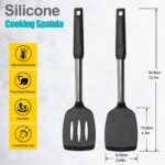 2 Pack Spatulas, Solid & Slotted Silicone Spatula Set, Stainless Steel Handle Coated with Silicone, Non Stick Turners, Heat Resistant Rubber Spatulas for Fish, Eggs, Pancakes, WOK, Black - Image 3
