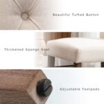 COLAMY Button Tufted Dining Chairs Set of 6, Accent Parsons Diner Chair Upholstered Fabric Dining Room Chairs Stylish Kitchen Chairs with Solid Wood Legs and Padded Seat - Dark Beige - Image 7