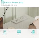 Makeup Vanity Desk No Mirror with Chair for Girls, White Small Vanity Table Set with Fabric Drawers, Power Outlet Without Mirror, Modern Make Up Desk for Bedroom - Image 7