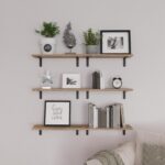 WOPITUES Wood Floating Shelves Set of 6, Shelves for Wall Decor, Farmhouse Shelf for Bedroom, Bathroom Storage Shelves, Book Shelves for Living Room - Rustic Brown - Image 7