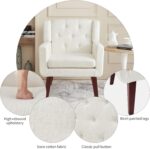 Living&Giving Accent Chair Button-Tufted Upholstered Living Room Chairs Comfy Reading Mid Century Modern with Linen Fabric Lounge Arm for Bedroom (Beige) 29.33D x 28.94W x 34.65H Inch - Image 7