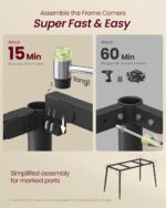 VASAGLE Dining Table, Dining Room Table for 4-6 People, Modern Farmhouse, for Kitchen, Quick Assembly, Heat-Resistant Surface, 29.5 x 55.1 x 29.5 Inches, Natural Walnut and Ink Black UKDT100K02V1 - Image 6