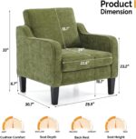 VINGLI Accent Chair for Living Room Chairs Olive Green Reading Chair for Bedroom Scooped Arm Chair Mid Century Modern Accent Chairs Upholstered Comfy Chair for Apartment, Waiting Room - Image 4