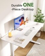 Marsail Glass Electric Standing Desk with Drawer, 40 x 24 Inches Height-Adjustable Desk, One-Piece Tempered Glass Top, Ergonomic Home Office Sit Stand Desk with 4 Preset Heights, White - Image 9