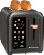 SEEDEEM Toaster 2 Slice, Touch Control Stainless Toaster LCD Display, 50% Faster Heating Speed, 1.4'' Wide Slots, More Timer Functions, Removable Crumb Tray, 1350W, Dark Metallic - Image 2