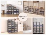 Kuject X-Large Shoe Storage Boxes Organizers Clear Plastic Stackable 12 Pack, Shoe Rack & Holder Substitute, Sneaker Containers, Toy Storage Organizer Bins for Entryway, Closet, Under Bed, Black - Image 9