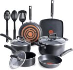 T-fal Signature Nonstick Cookware Set 12 Piece, Oven Broiler Safe 350F, Pots and Pans, Kitchen Cooking Set w/Fry Pans, Saucepans, Saute Pan, Dutch Oven, Griddle, Kitchen, Home, Dishwasher Safe, Black - Image 2