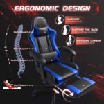 Shahoo Gaming Chair with Footrest and Massage Lumbar Support, Video Game Chairs Height Adjustable Seat with Headrest for Office or Bedroom, Study Room, Blue - Image 7