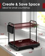 Sakugi Dish Drying Rack - Stainless Steel Dish Rack for Kitchen Counter, 2-Tier Kitchen Organizers and Storage Rack with Drainboard and Cutlery Holder, Large, Black - Image 6