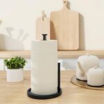 Paper Towel Holder Countertop, Standing Paper Roll Holder with Anti Slip Weighted Base, Stainless Steel Freestanding Paper Towel Holder for Kitchen, Black - Image 9
