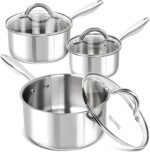 MICHELANGELO Saucepan Set 6pc, 18/10 Stainless Steel Sauce Pan with Lid, Tri-Ply Bottom Sauce Pot Set, Nonstick Saucepan, Induction Compatible, 1QT & 2QT &3QT - Image 2
