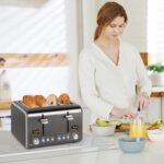 SEEDEEM 4 Slice Stainless Toaster with LCD Display, 7 Shade Settings, Wide Slots, Bagel/Defrost/Reheat Functions, Removable Crumb Tray, 1800W - Image 8