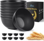 HOTEC BPA Free Unbreakable Wheat Straw Cereal Bowls - Microwave & Dishwasher Safe Soup and Salad Bowls, Set of 8, 26oz, Black - Image 2
