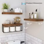 QEEIG Bathroom Shelves Over Toilet - Wall Mounted Floating Shelves Toilet Paper Storage Small Farmhouse Decor Shelf 16 inch Set of 3, Rustic Brown (019-BN3) - Image 4