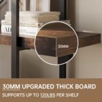 Heavy Duty 5-Tier Industrial Bookcase, 47" Wide Wood Bookshelf for Home Office, 120lbs Shelf Capacity, Rustic Open Shelving Display with Reinforced Horizontal Shelf for Living Room Bedroom - Image 5