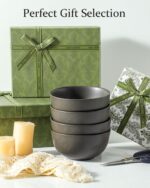 Cereal Bowls, 24 oz Soup Bowls Set of 4, Ceramic Bowls Set for Salad, Fruit, Breakfast, Dessert, Stoneware Bowls for Kitchen, Dishwasher & Microwave Safe, Matte Black - Image 7