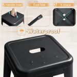 Furmax 30 Inches Metal Bar Stools Bar Height High Backless Stools Indoor Outdoor Stackable Kitchen Stools Set of 4 (Dark Black) - Image 5