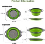 Collapsible Colander Set of 2 Silicone Kitchen Strainer Set, Perfect for Draining Pasta, Vegetable and fruit for Kitchen and Travel Use (green) - Image 8