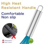 Silicone Whisk,Heat Resistant 480°F Whisks For Cooking Non Scratch,Stainless Steel wired wisk,Plastic Rubber Whisk Tool For Nonstick Cookware Pans,Silicon Wisks Set of 4,Blue - Image 8