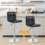 BestOffice Bar Stools Set of 2, Adjustable PU Leather Swivel Barstools, Modern Counter Stools with Back and Footrest, Counter Height Barstools for Bar, Kitchen and Dining Room - Image 5