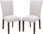 COLAMY Upholstered Dining Chairs Set of 4, Parsons Style Linen Beige Accent Chairs with High Back, for Round Kitchen Table or Small Dining Room – Comfortable & Stylish - Image 5