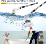 Electric Spin Scrubber, Cordless Cleaning Brush Scrubber for Home, 8 Replaceable Brush Heads-90Mins Work Time, 3 Adjustable Size, 2 Speeds for Bathroom Shower Bathtub Glass Car - Image 8