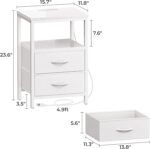 Huuger Nightstand with Charging Station, Side Table with Fabric Drawers, End Table with Open Shelf, Bedside Table with USB Ports and Outlets, Night Stand for Bedroom, White - Image 3