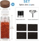 Yangbaga 24Pcs Glass Spice Jars with Labels-4OZ Wood Lid Square Spice Containers with Pepper Grinder Lids &Funnel,Seasoning Jars for Rack Cabinet Drawer - Image 4