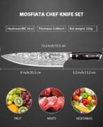 MOSFiATA 8" Super Sharp Professional Chef's Knife with Finger Guard and Knife Sharpener, German High Carbon Stainless Steel EN1.4116 with Micarta Handle and Gift Box - Image 5