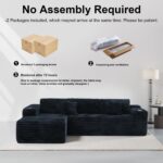 Cloud Sectional Couch with L-Shape Chaise, Modern Modular Sofa with Deep Seat, Built-in Cup Holder & Storage Pocket for Living Room Bedroom, No Assembly Required (Black, Right Facing Chaise) - Image 6