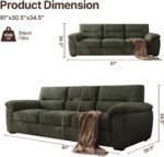81 inch Corduroysofa for Living Room Three Seater Comfortable Sofa, Fabric Sofa, Modern mid-Century Vintage Brown for Office Meeting Room Apartment(Green, 81inch) - Image 3