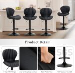 COLAMY Bar Stools Set of 4, Modern Swivel Bar Chairs, Adjustable Faux Leather Upholstered Barstools Counter Height with High Backrest for Bar, Kitchen Island, Dining Room, Black - Image 6