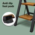Taranta 2 Step Ladder,Aluminum Lightweight Folding 2 Step Stool with Anti-Slip Wide Pedal, 330lbs Capacity Step Ladder for Household,Kitchen,Office - BlackWoodgrain - Image 9