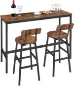 Bar Stools, Set of 2 Round Bar Chairs with Backrest and Footrest, 24.4" Bar Stools, Counter Stools with Adjustable Feet, for Kitchen, Living Room, Pub, Rustic Brown BAHR02101N1 - Image 9