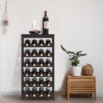 24-Bottle Wine Rack Freestanding Floor, 6-Tier Bamboo Wine Display Rack Storage Shelf with Table Top for Kitchen Dining Room Bar Cellar - Dark Brown - Image 5